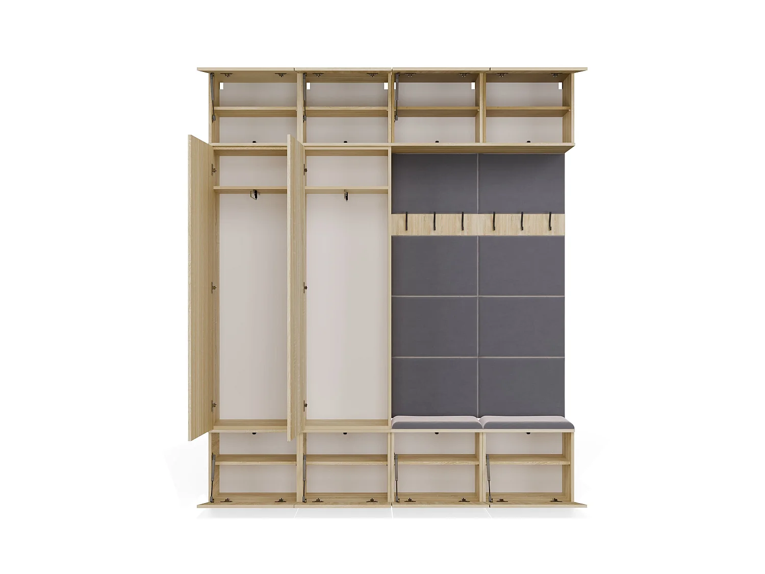 Mobile ingresso 200x238 cm con guardaroba e scarpiera rovere chiaro/grigio MIT12
