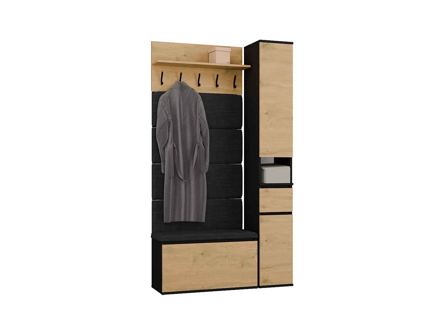 Mobile ingresso con scarpiera 110x202,5 cm rovere e nero MIT21