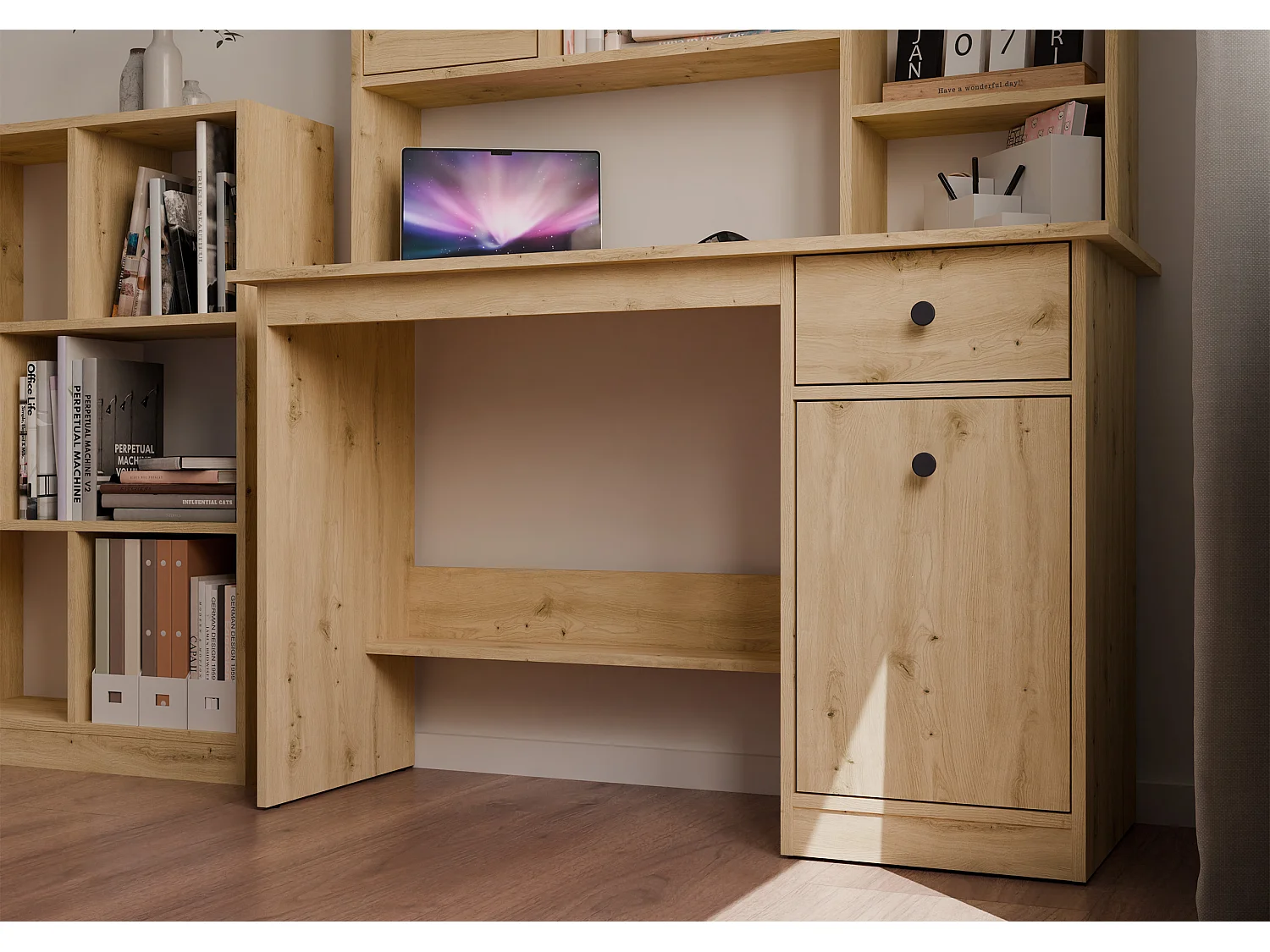 Scrivania moderna 120x75x45 cm con anta rovere SCT21