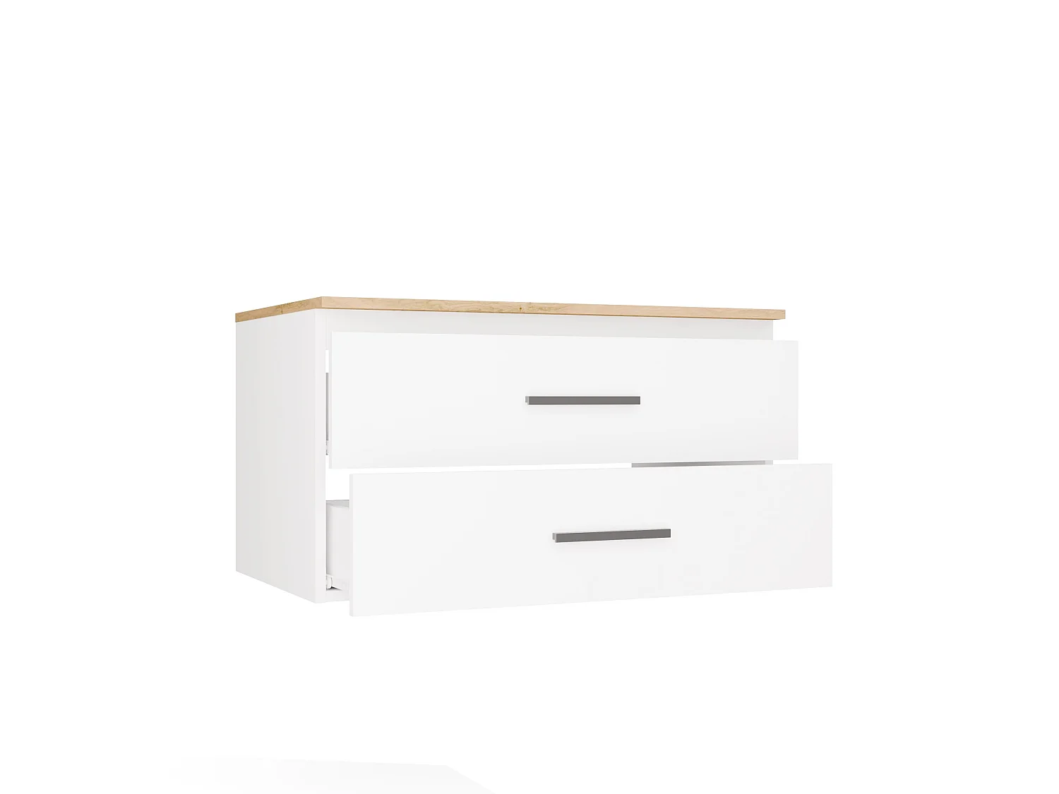 Mobile bagno sospeso 80 cm con 2 cassetti bianco e rovere MLBT2