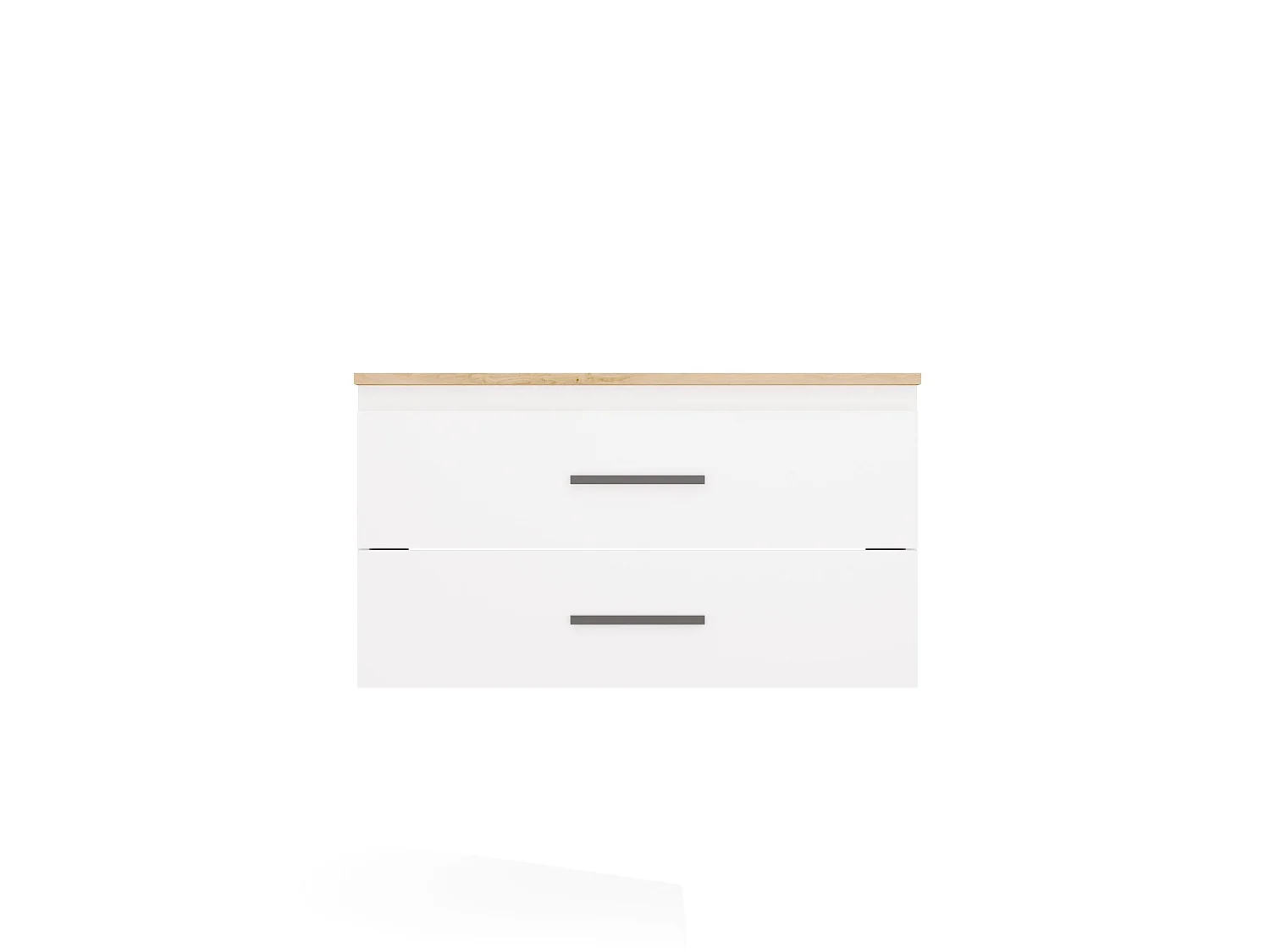 Mobile bagno sospeso 80 cm con 2 cassetti bianco e rovere MLBT2