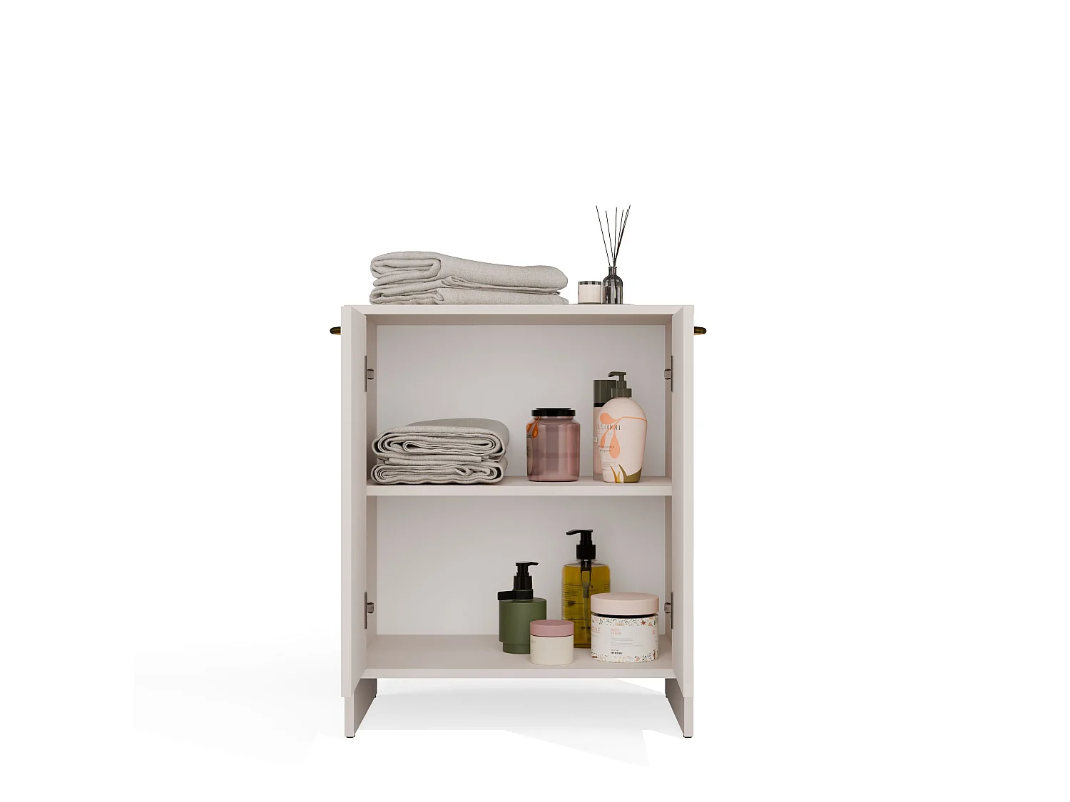 Mobile bagno moderno 60x74 cm a 2 ante con ripiano interno cashmere MBT6