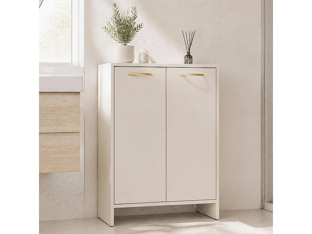 Mobile bagno moderno 60x74 cm a 2 ante con ripiano interno cashmere MBT6