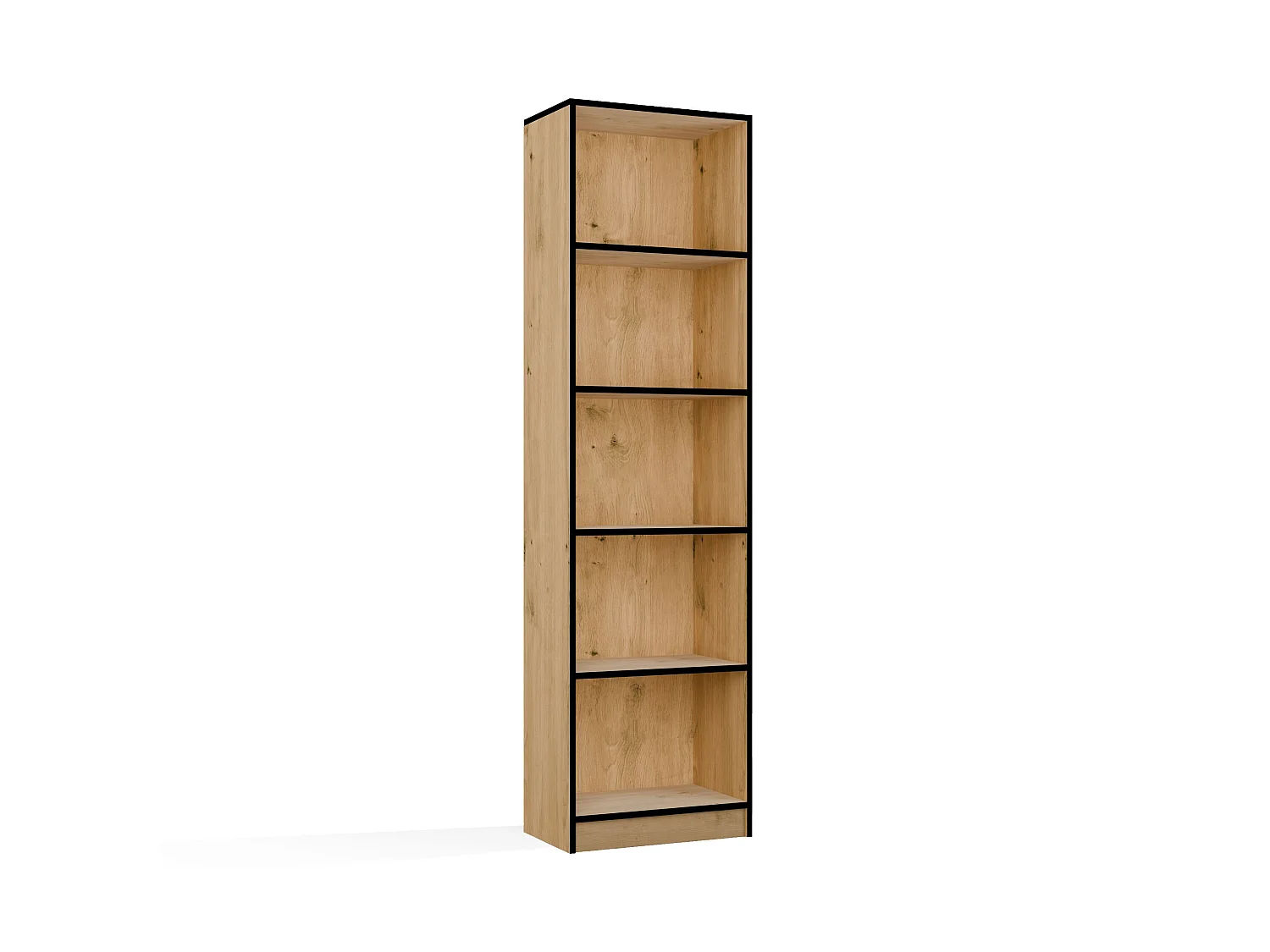 Libreria moderna 50x182x30 cm con 4 ripiani rovere/nero LBT4