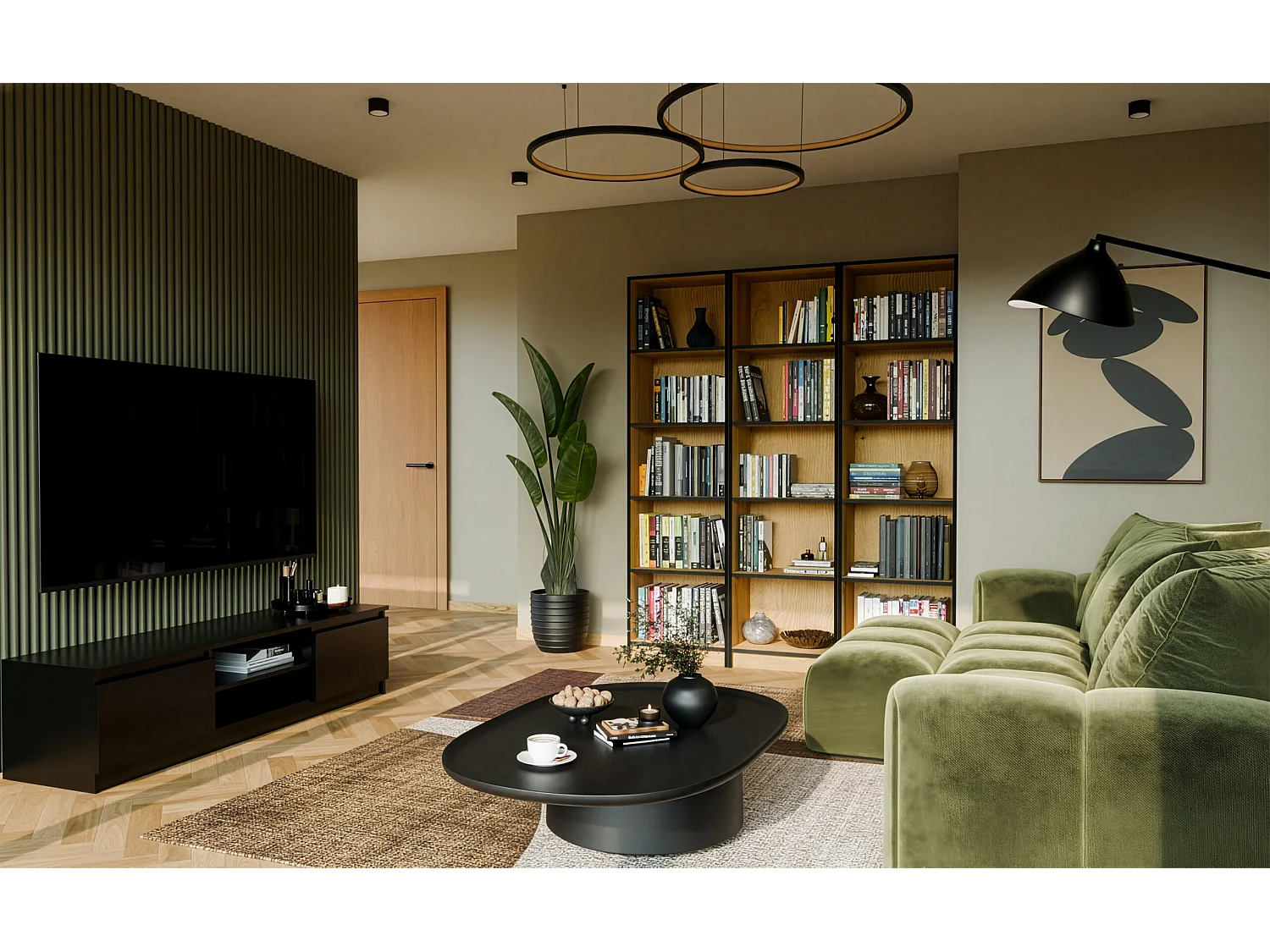 Libreria moderna 50x182x30 cm con 4 ripiani rovere/nero LBT4