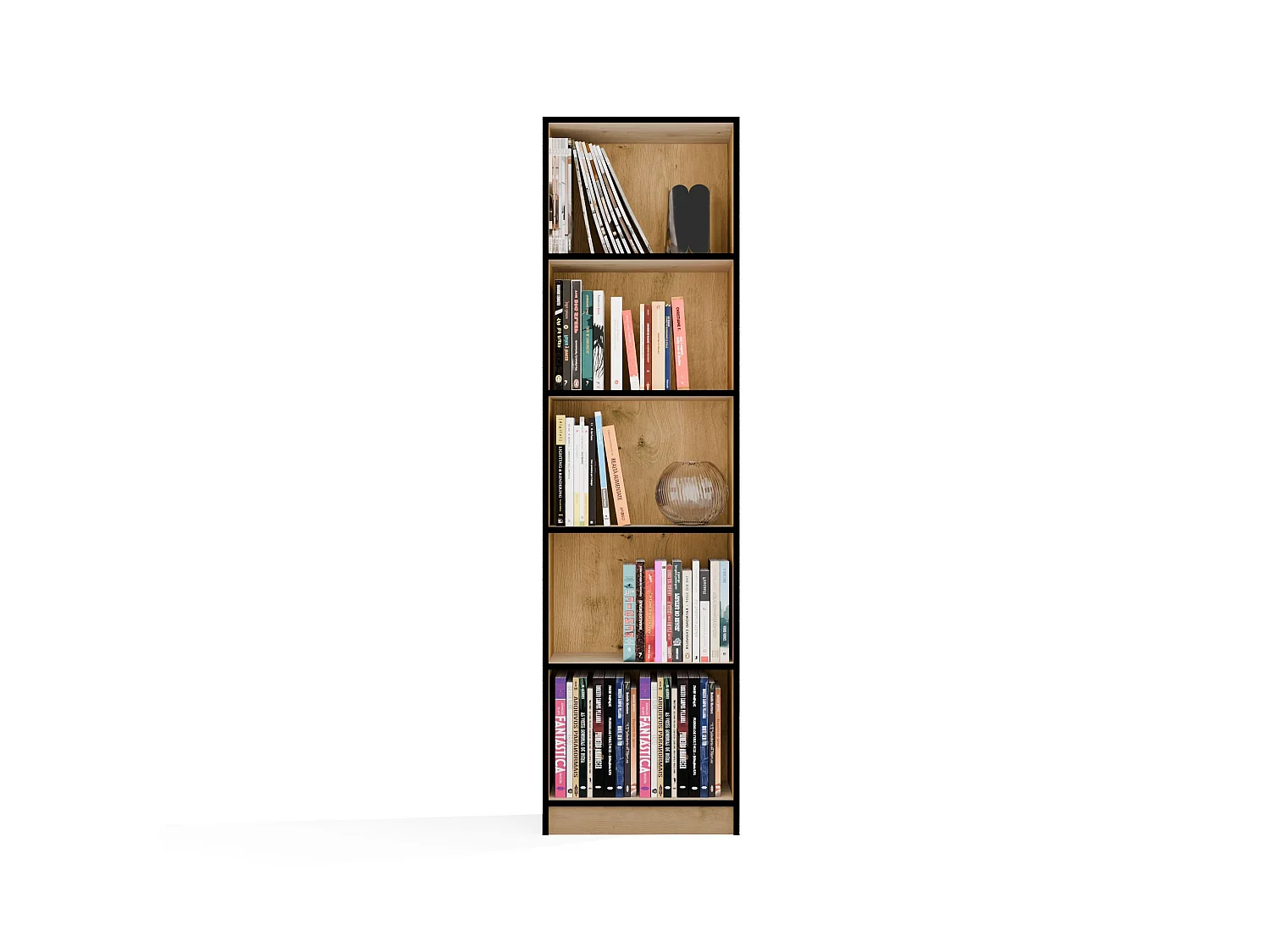 Libreria moderna 50x182x30 cm con 4 ripiani rovere/nero LBT4