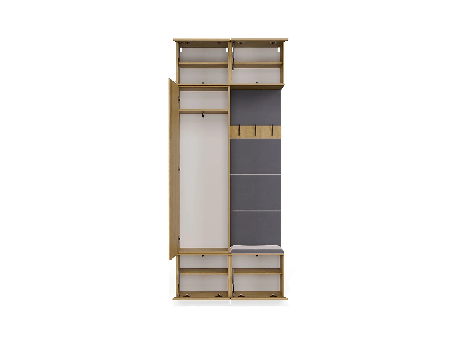 Mobile ingresso guardarobe 100x238 con appendiabiti rovere/grigio MIT15