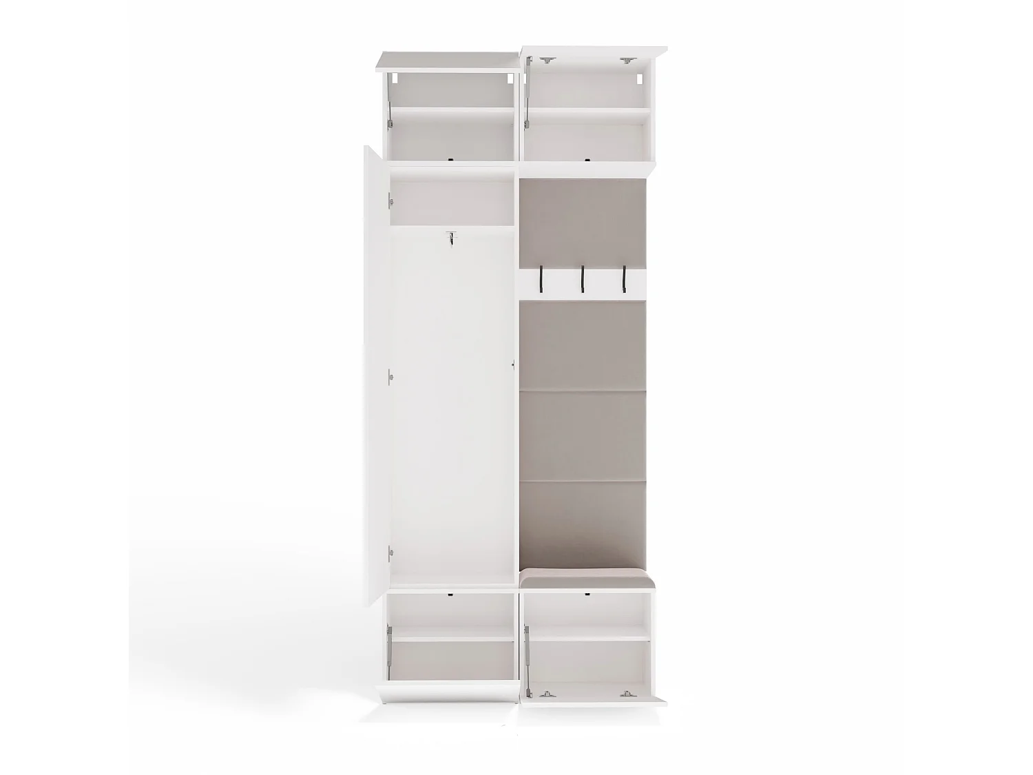 Mobile ingresso guardarobe 100x238 con appendiabiti bianco/beige MIT15