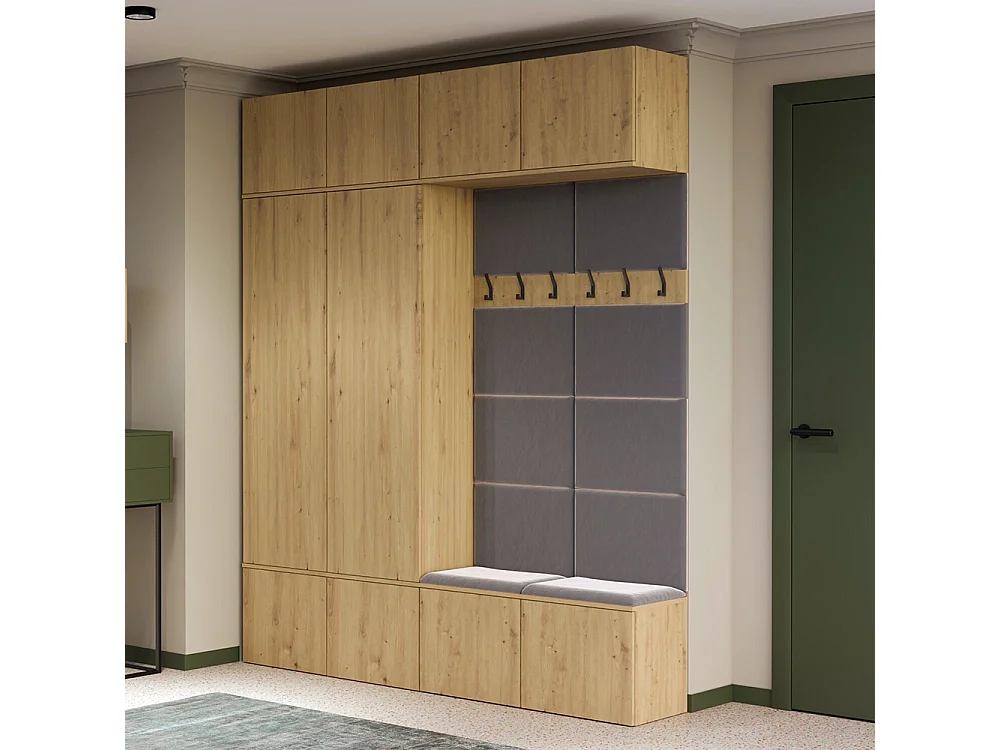 Mobile ingresso 200x238 cm con guardaroba e scarpiera rovere/grigio MIT12