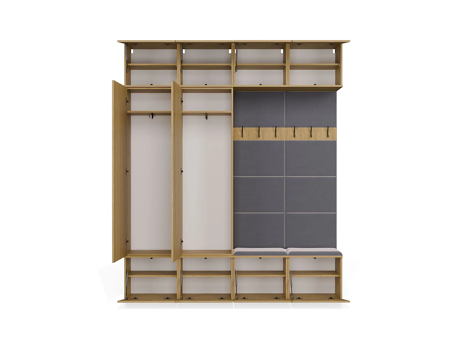 Mobile ingresso 200x238 cm con guardaroba e scarpiera rovere/grigio MIT12