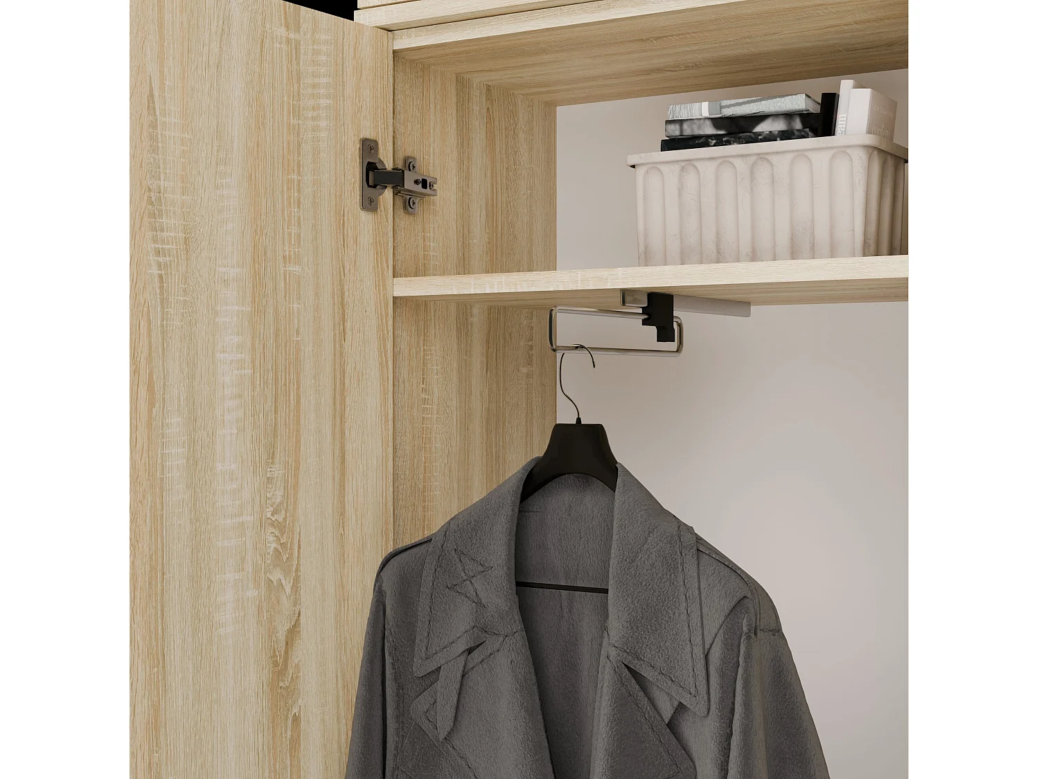 Mobile ingresso guardarobe 100x238 con appendiabiti rovere chiaro/grigio MIT15