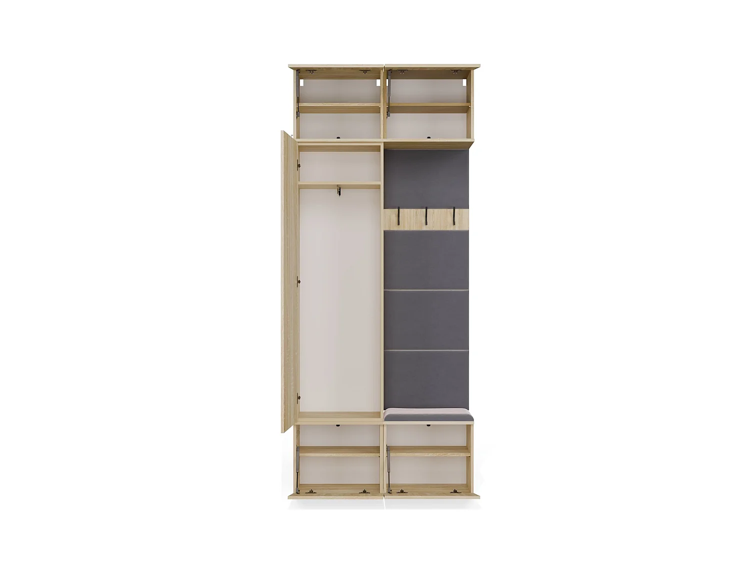 Mobile ingresso guardarobe 100x238 con appendiabiti rovere chiaro/grigio MIT15