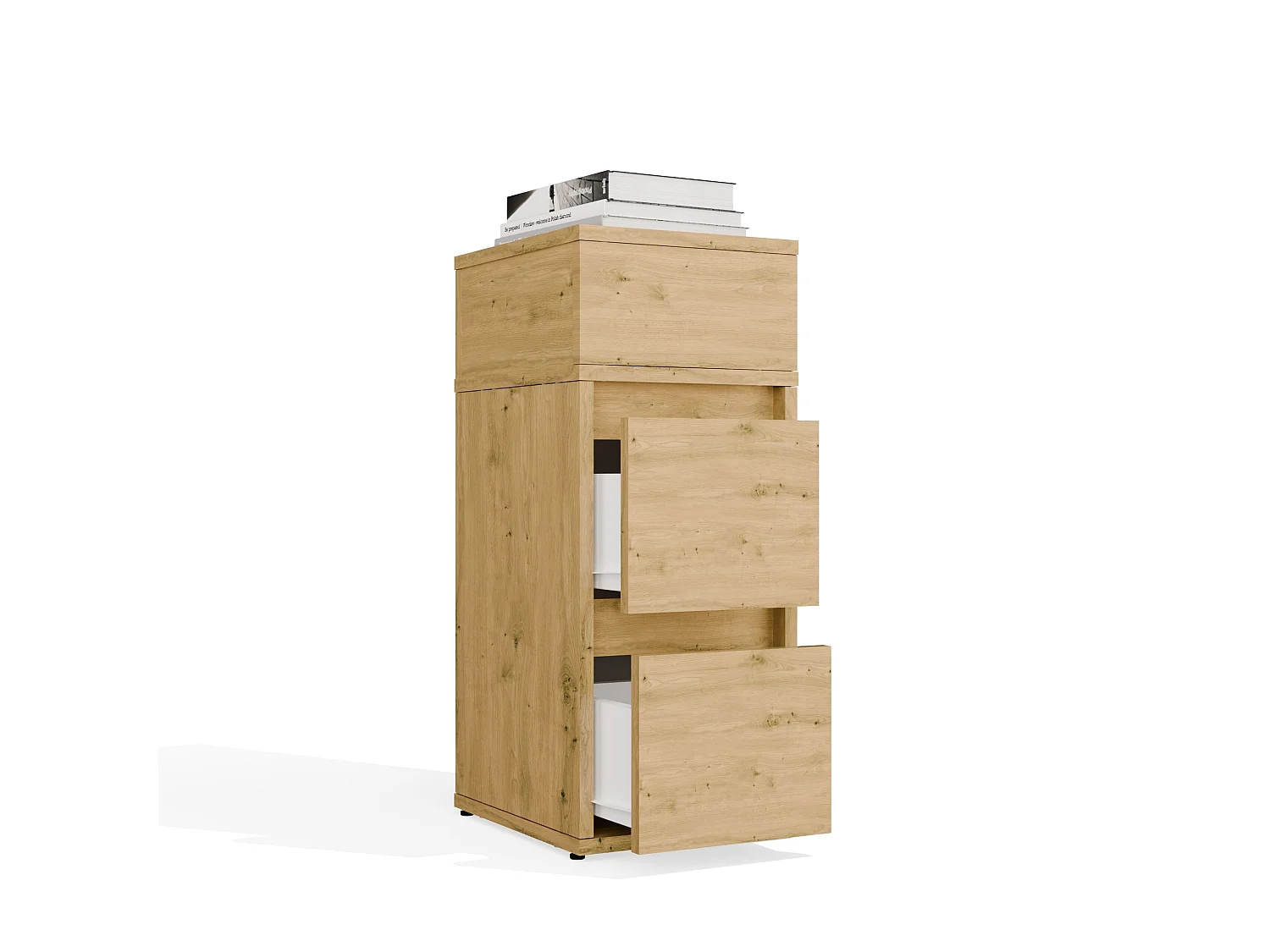 Comodino salvaspazio 27x65 cm con vano a giorno rovere COT8