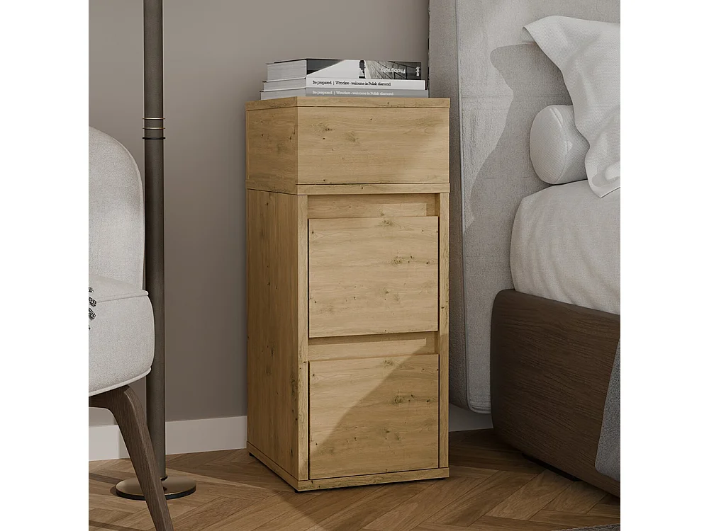 Comodino salvaspazio 27x65 cm con vano a giorno rovere COT8