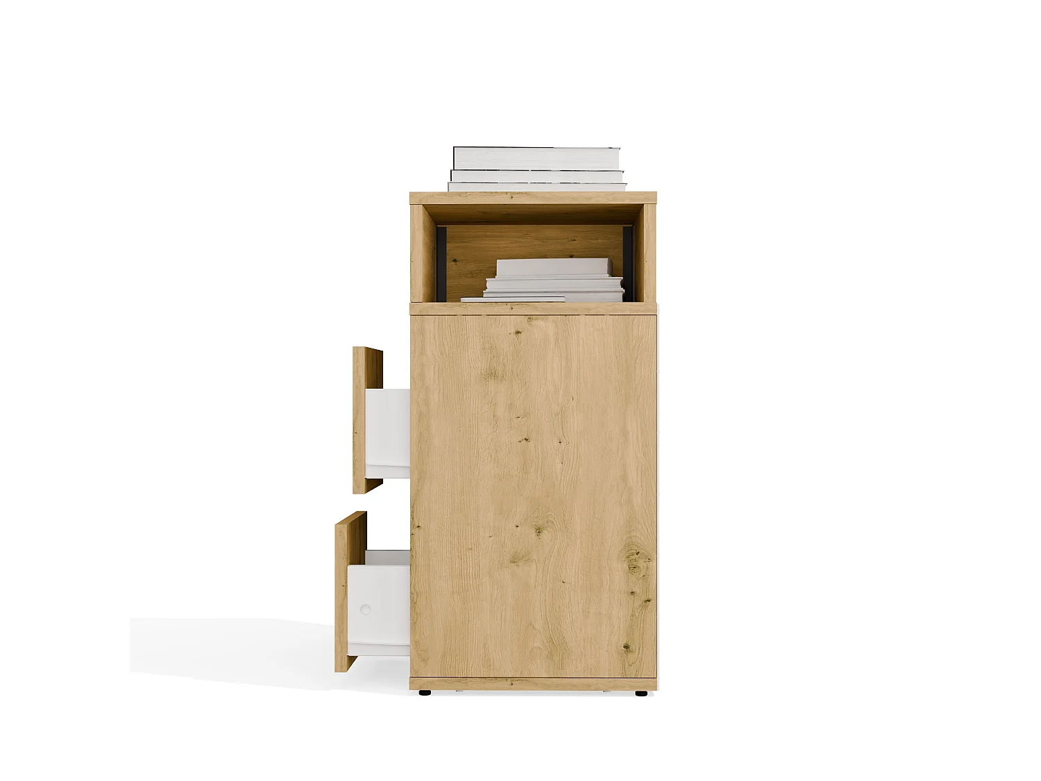 Comodino salvaspazio 27x65 cm con vano a giorno rovere COT8