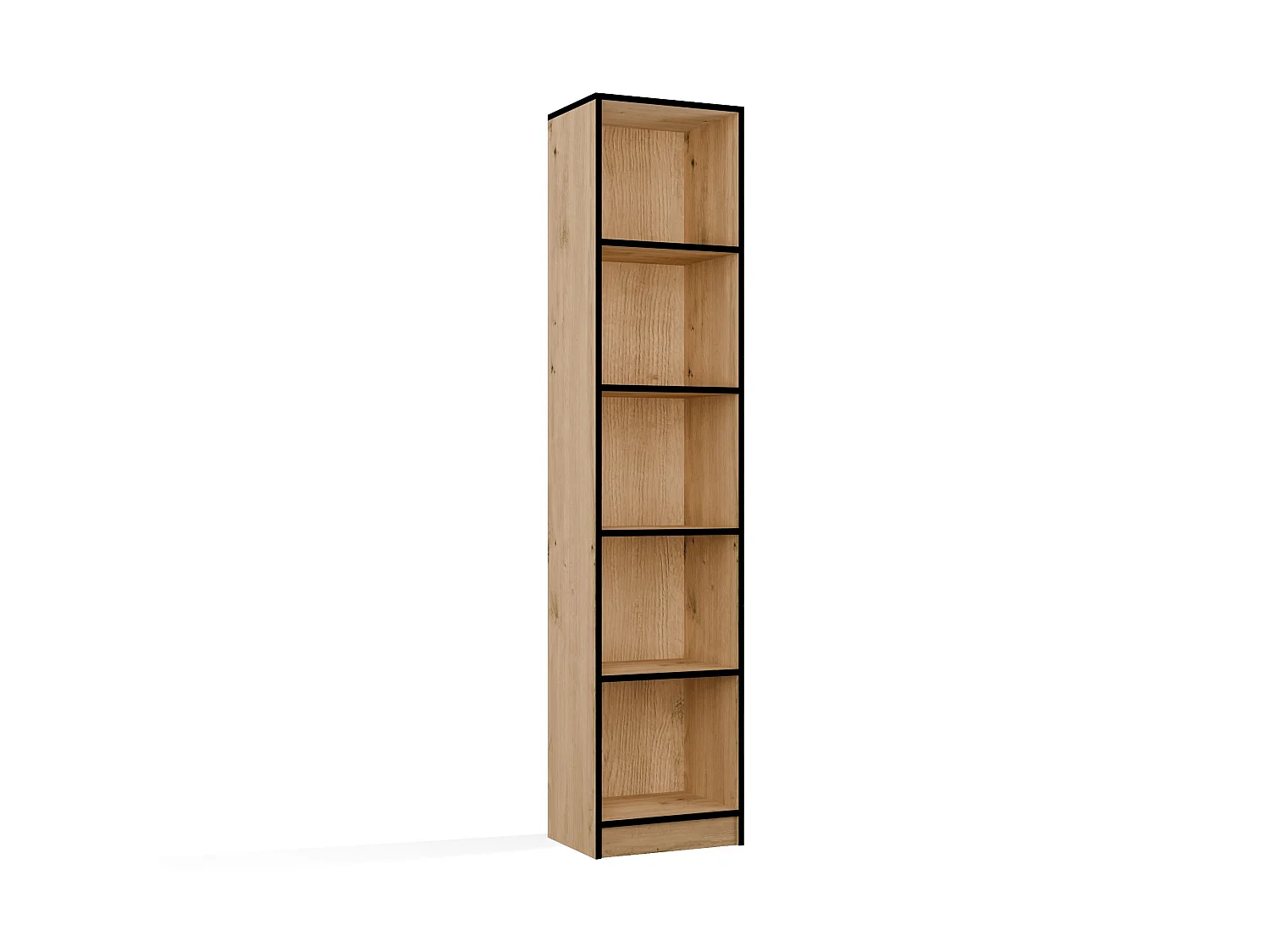 Libreria moderna 182x40x30 cm con 4 ripiani rovere e nero LBT1