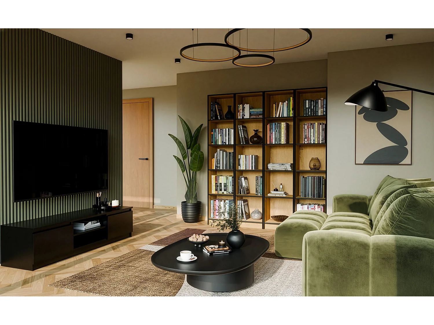 Libreria moderna 182x40x30 cm con 4 ripiani rovere e nero LBT1