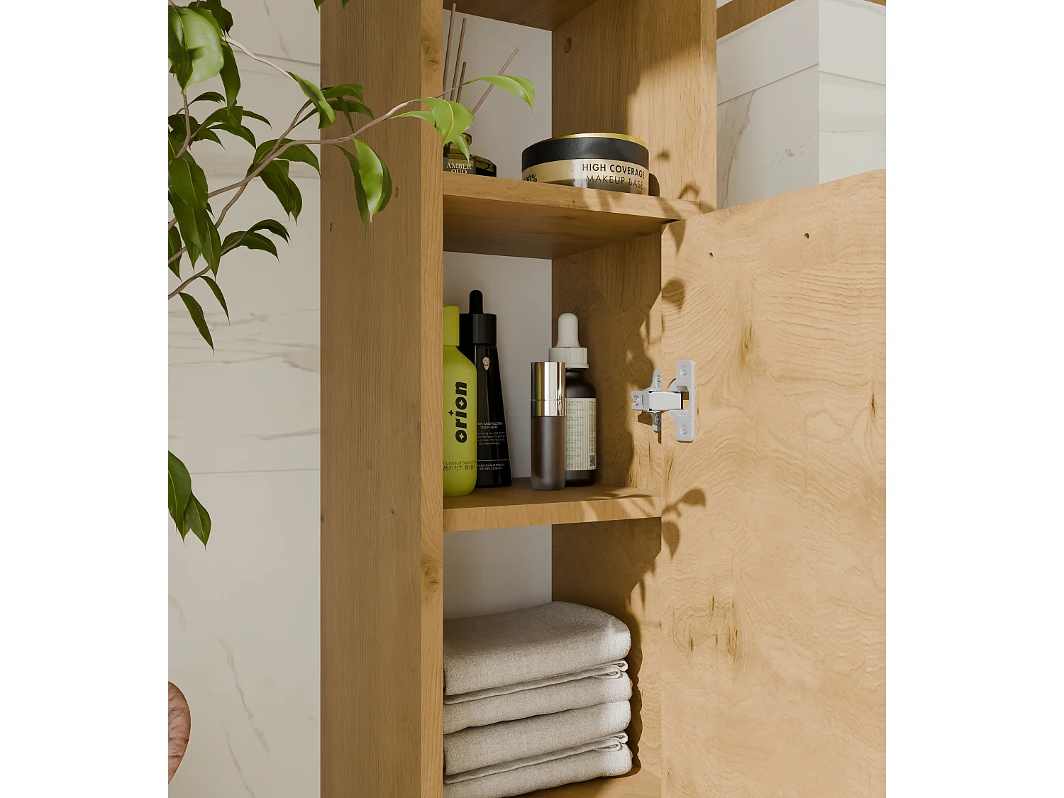 Mobile bagno salvaspazio 25,5x102 cm con 2 ante rovere MBT7