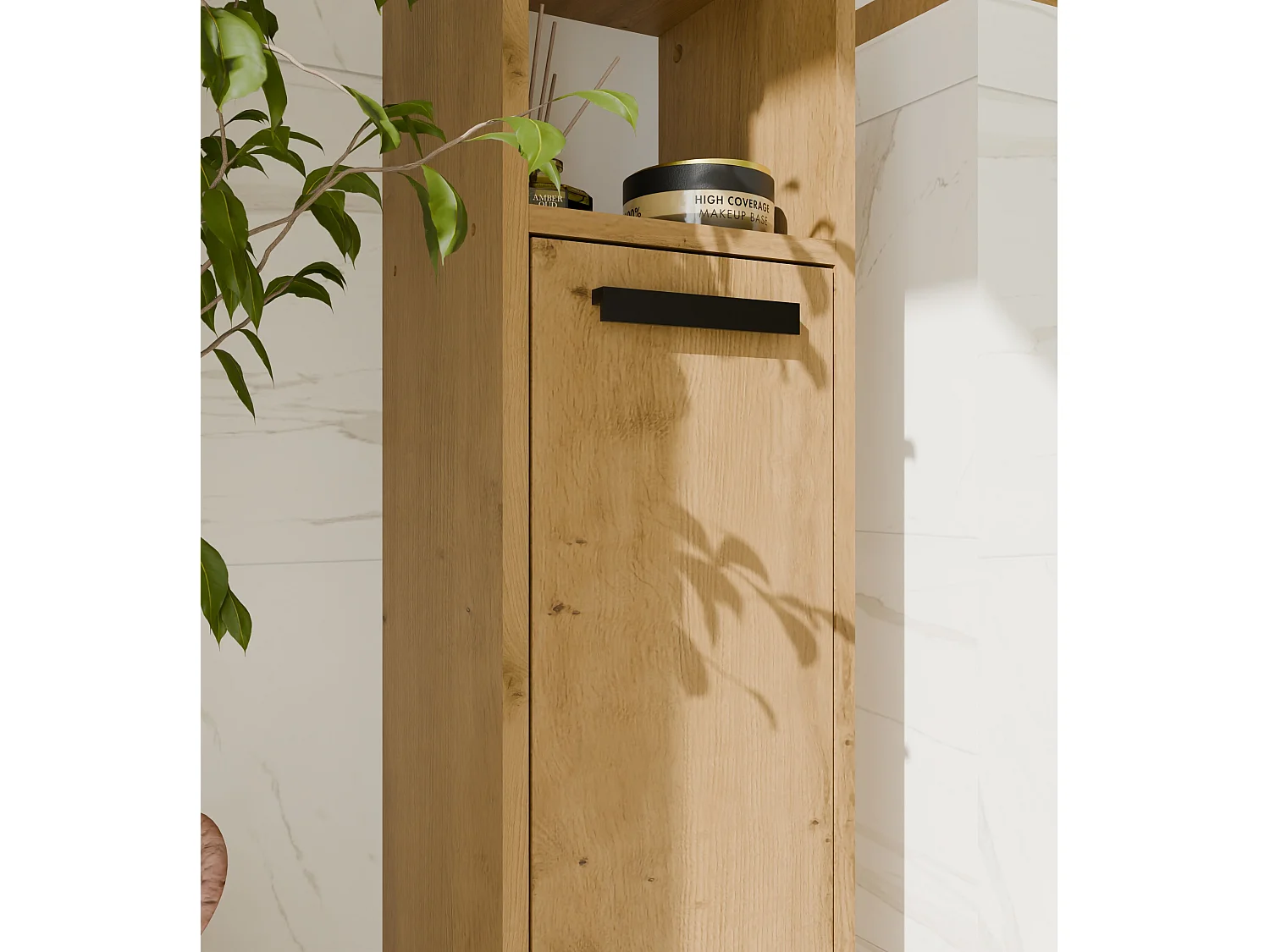 Mobile bagno salvaspazio 25,5x102 cm con 2 ante rovere MBT7