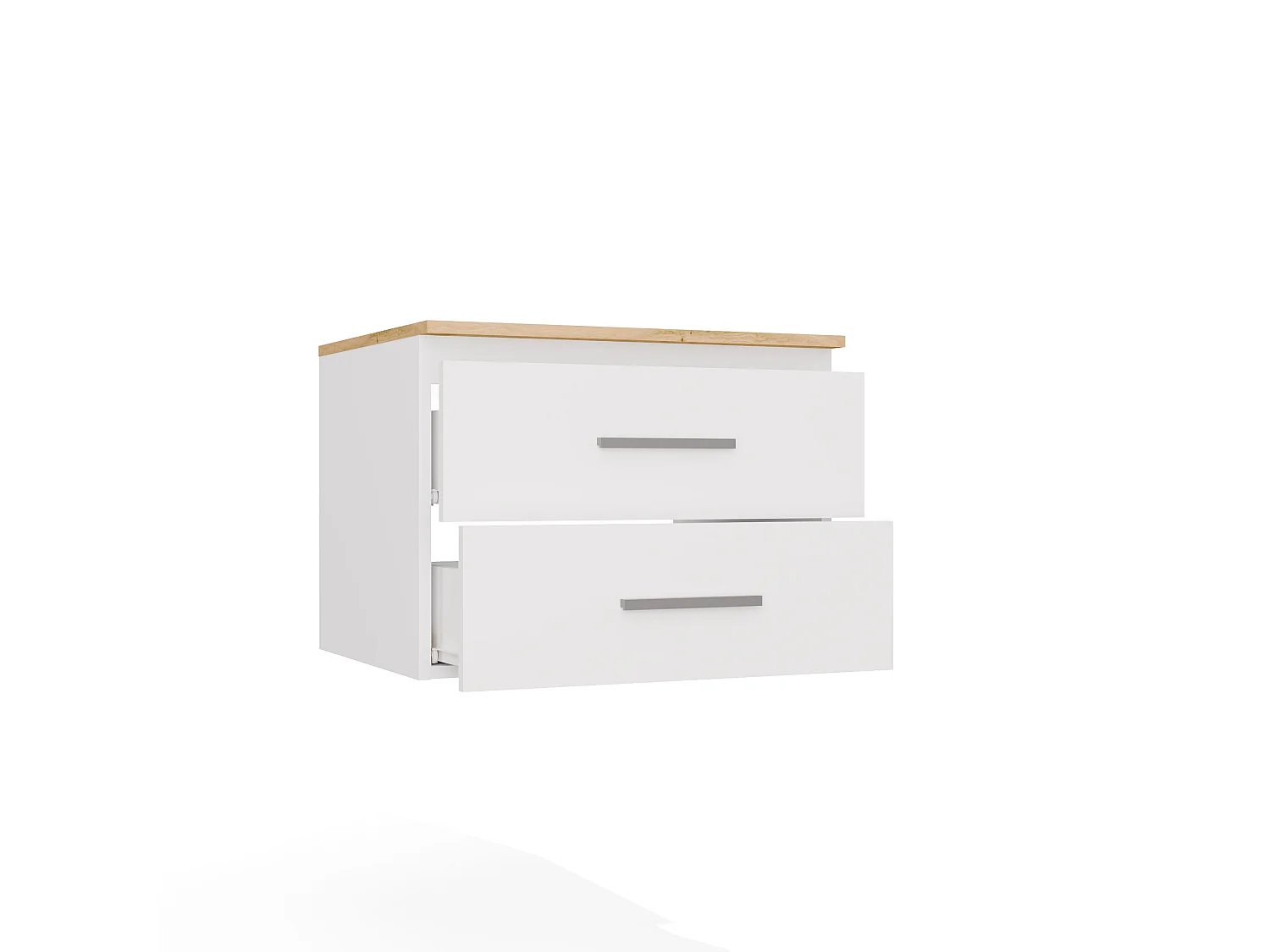 Mobile bagno sospeso 60 cm con 2 cassetti bianco e rovere MLBT1