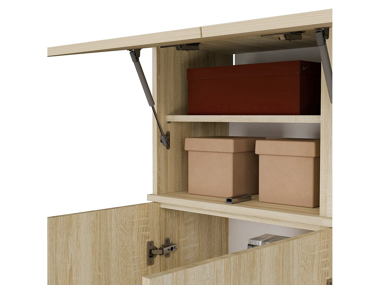 Mobile ingresso moderno 150x238 con scarpiera rovere chiaro/grigio MIT10