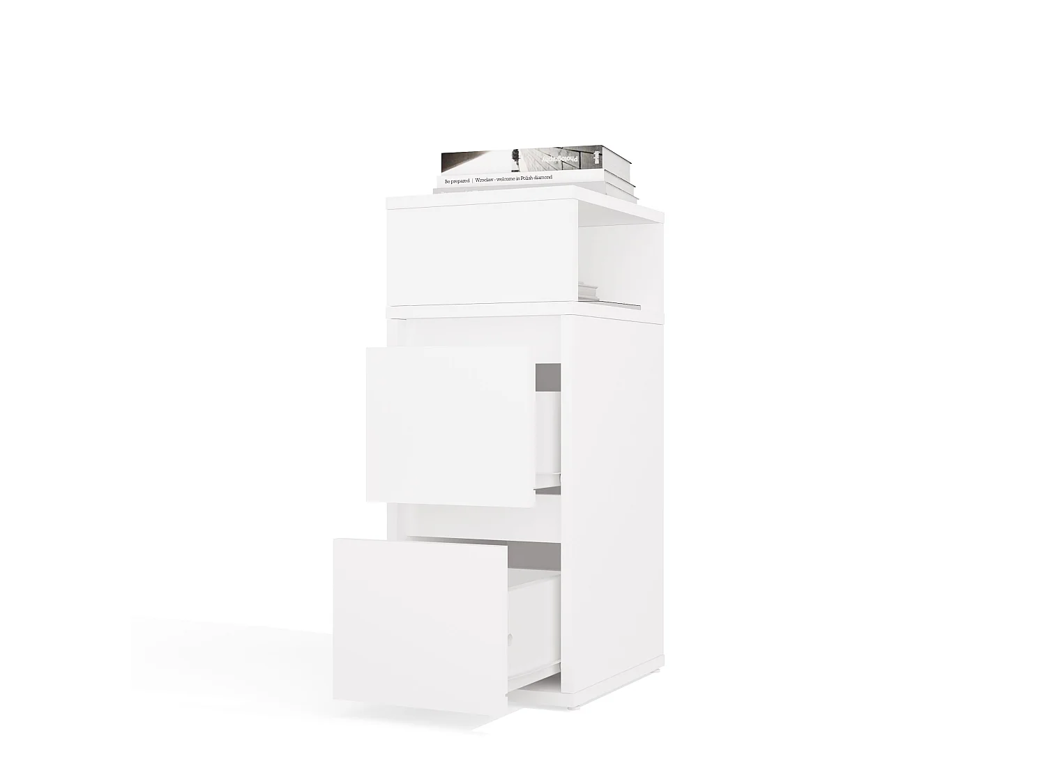 Comodino salvaspazio 27x65 cm con vano a giorno bianco COT8