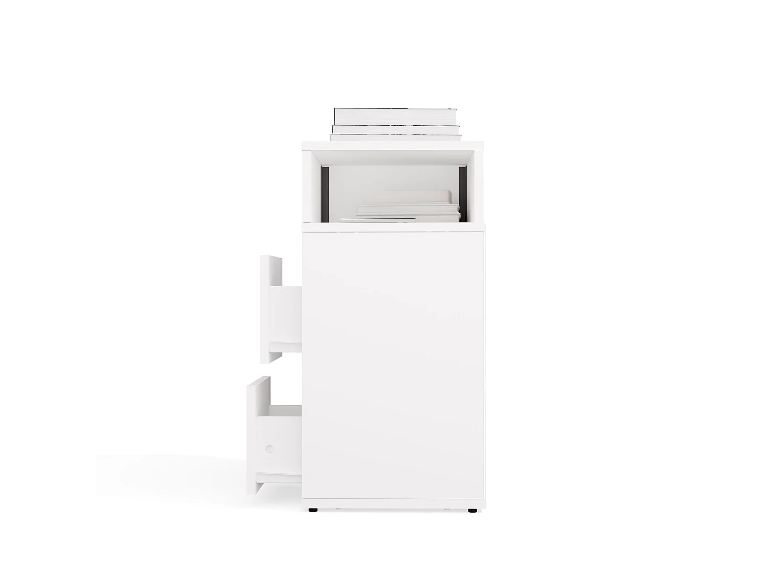 Comodino salvaspazio 27x65 cm con vano a giorno bianco COT8