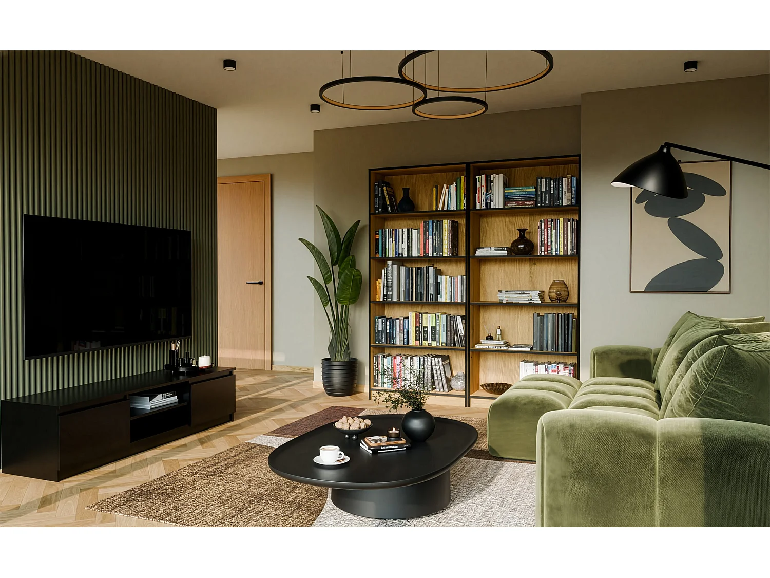Libreria moderna 80x182x30 cm con 4 ripiani rovere e antracite LBT3