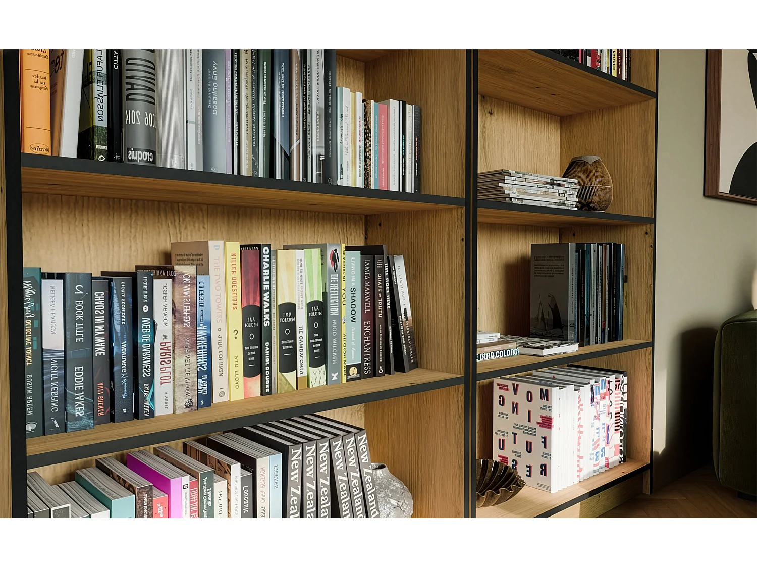 Libreria moderna 80x182x30 cm con 4 ripiani rovere e antracite LBT3