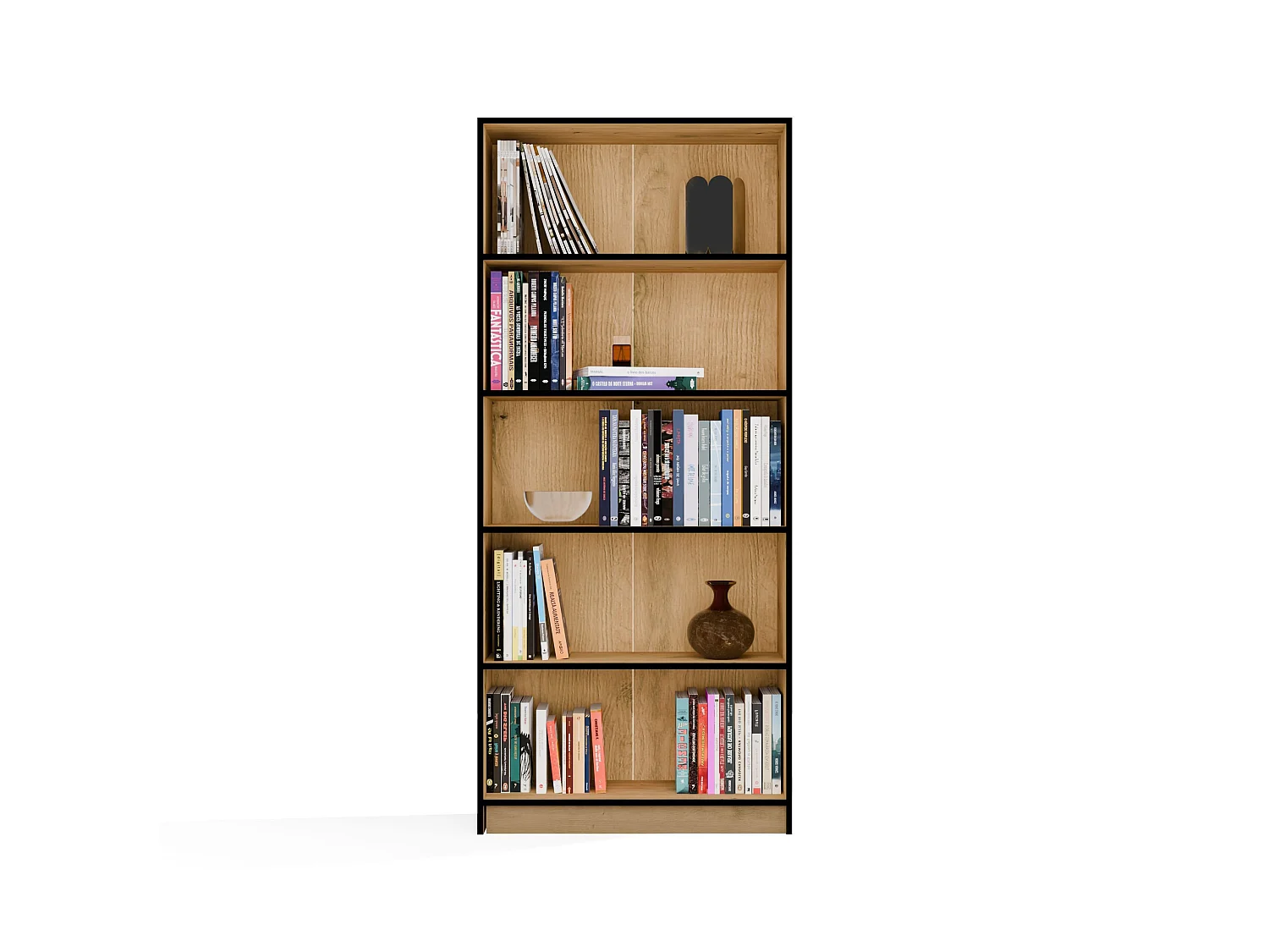 Libreria moderna 80x182x30 cm con 4 ripiani rovere e antracite LBT3