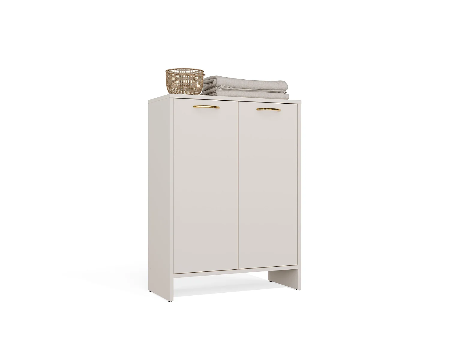 Mobile bagno salvaspazio 66x90 cm a 2 ante con portabiancheria cashmere MBT5