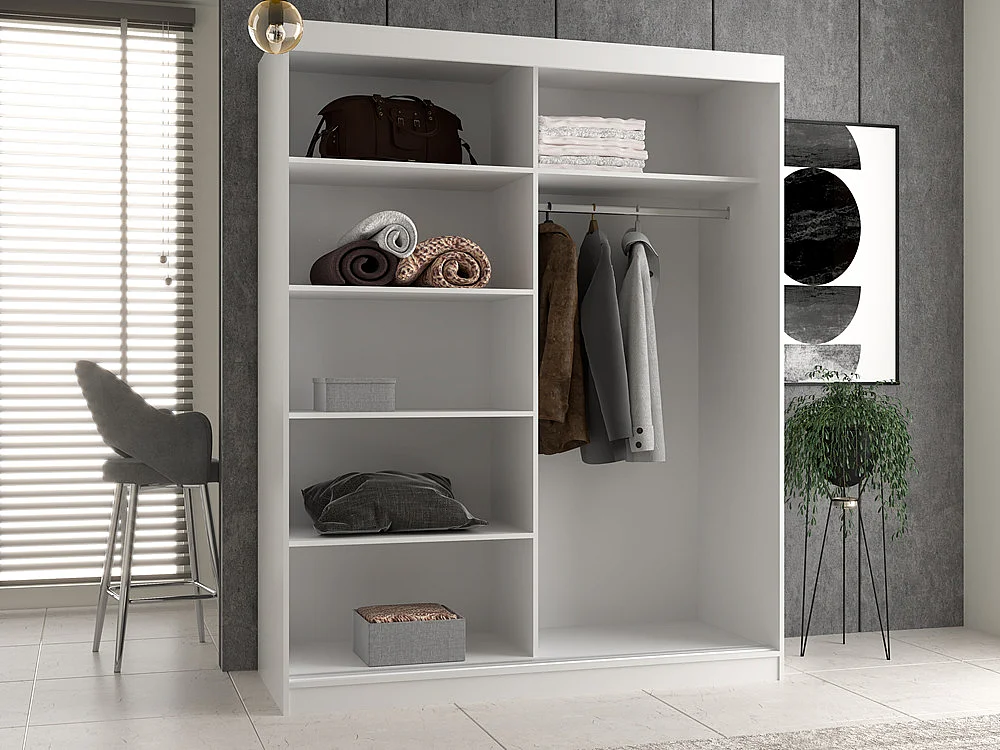 Armadio con ante scorrevoli 160x200 cm per camera da letto rovere e antracite AT6