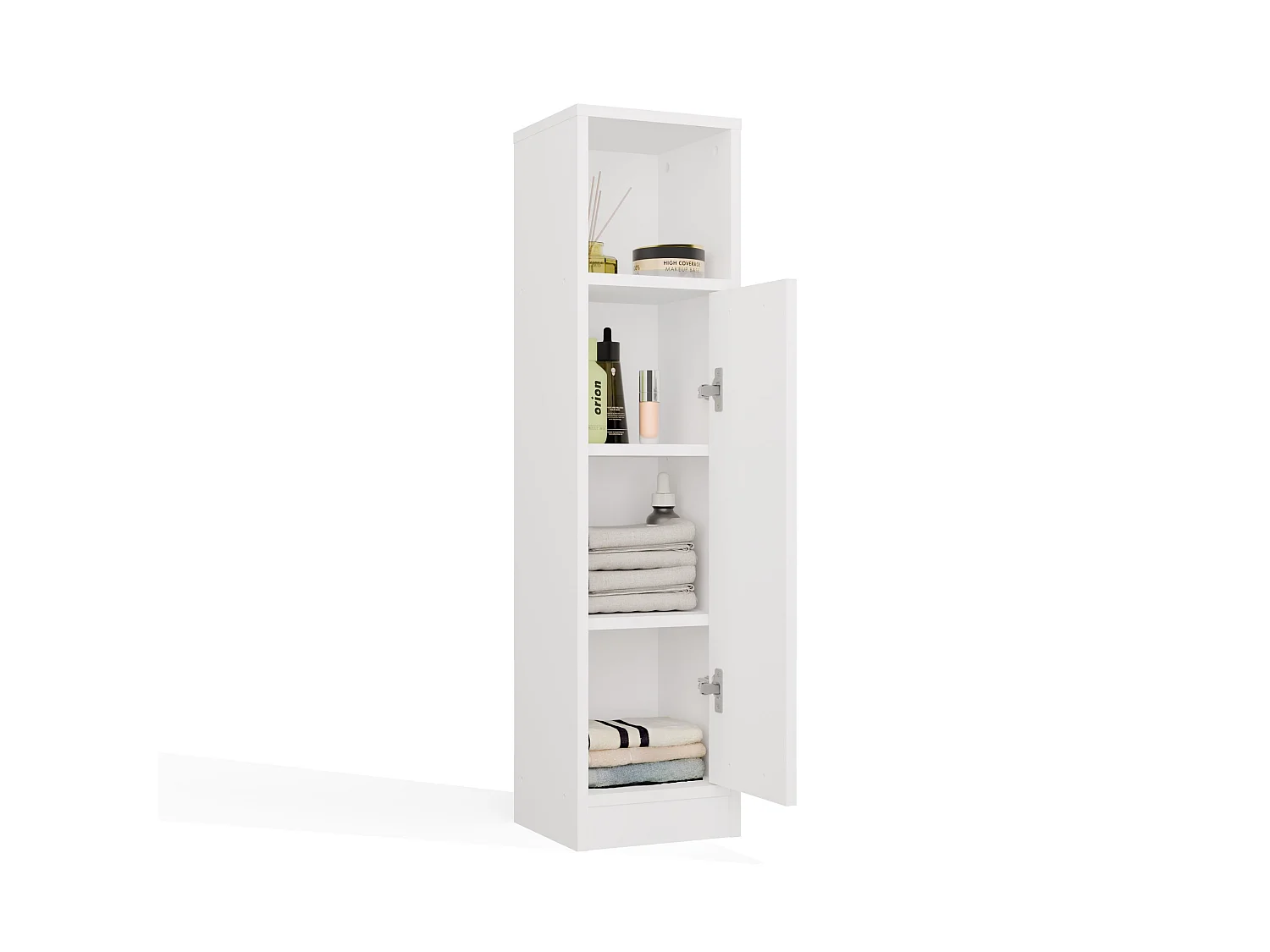 Mobile bagno salvaspazio 25,5x102 cm con 2 ante bianco opaco MBT7