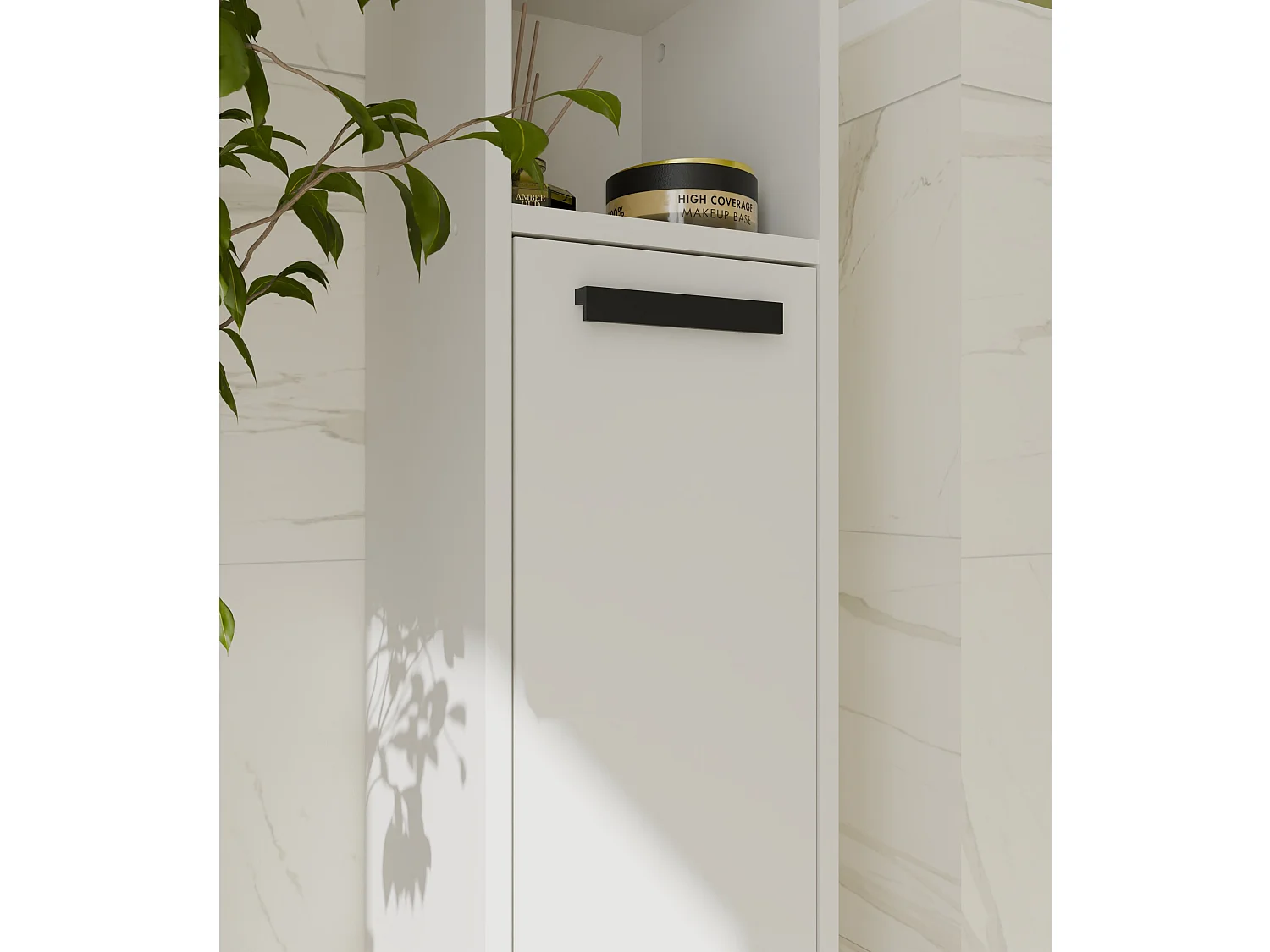 Mobile bagno salvaspazio 25,5x102 cm con 2 ante bianco opaco MBT7