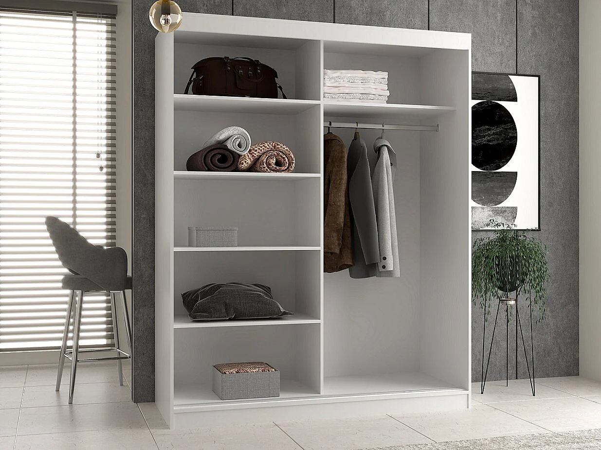 Armadio due ante scorrevoli 160x200 cm con specchio rovere/antracite AT23