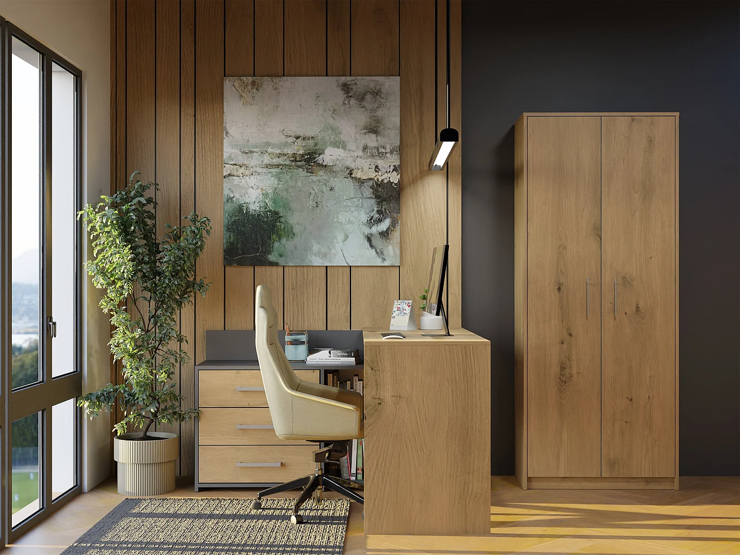 Armadio ufficio moderno 74x180x35 cm rovere AT1