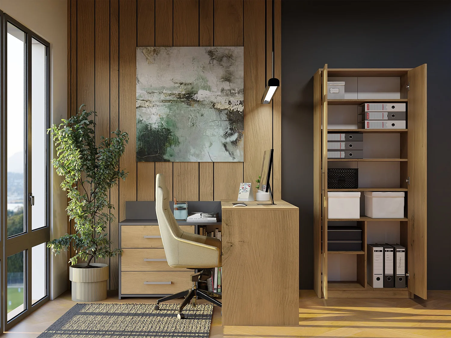 Armadio ufficio moderno 74x180x35 cm rovere AT1
