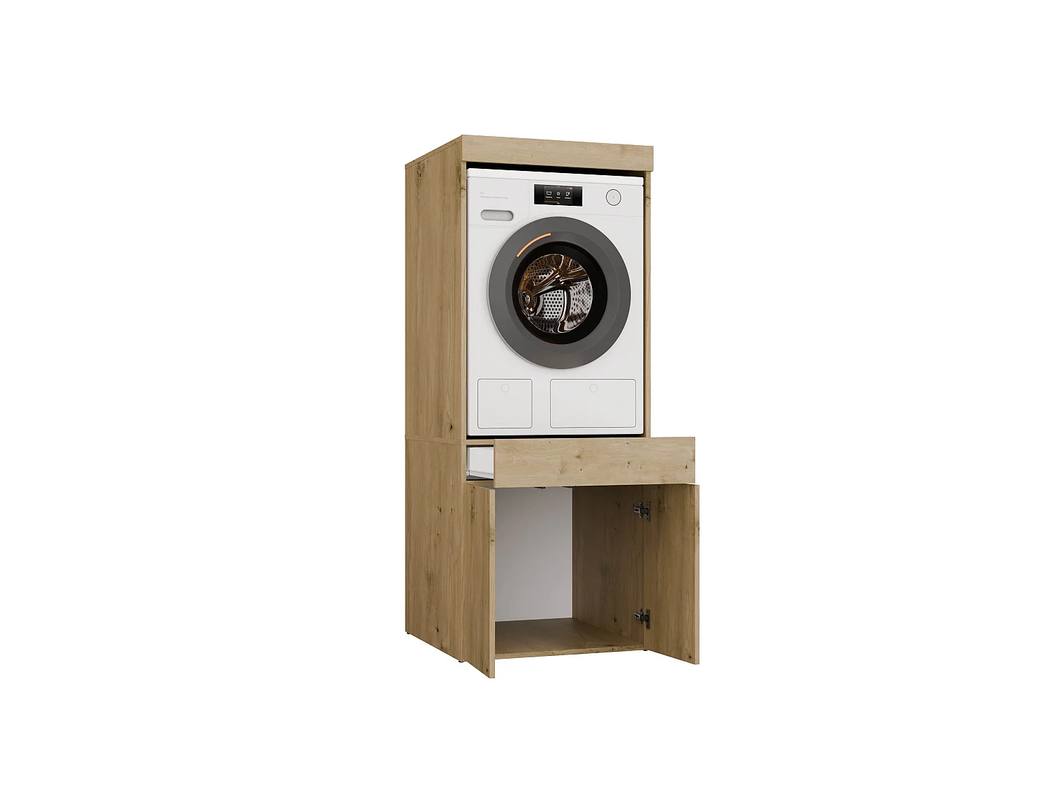 Mobile lavatrice 64,5x162,5 cm con cassetto e ante in rovere MLT4