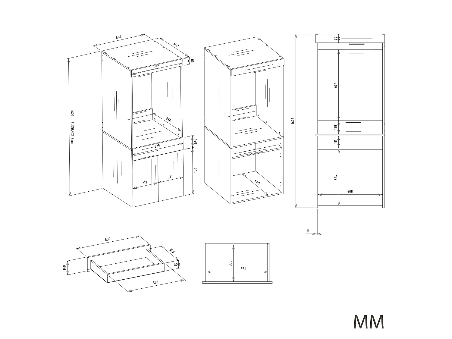 Mobile lavatrice 64,5x162,5 cm con cassetto e ante in rovere MLT4