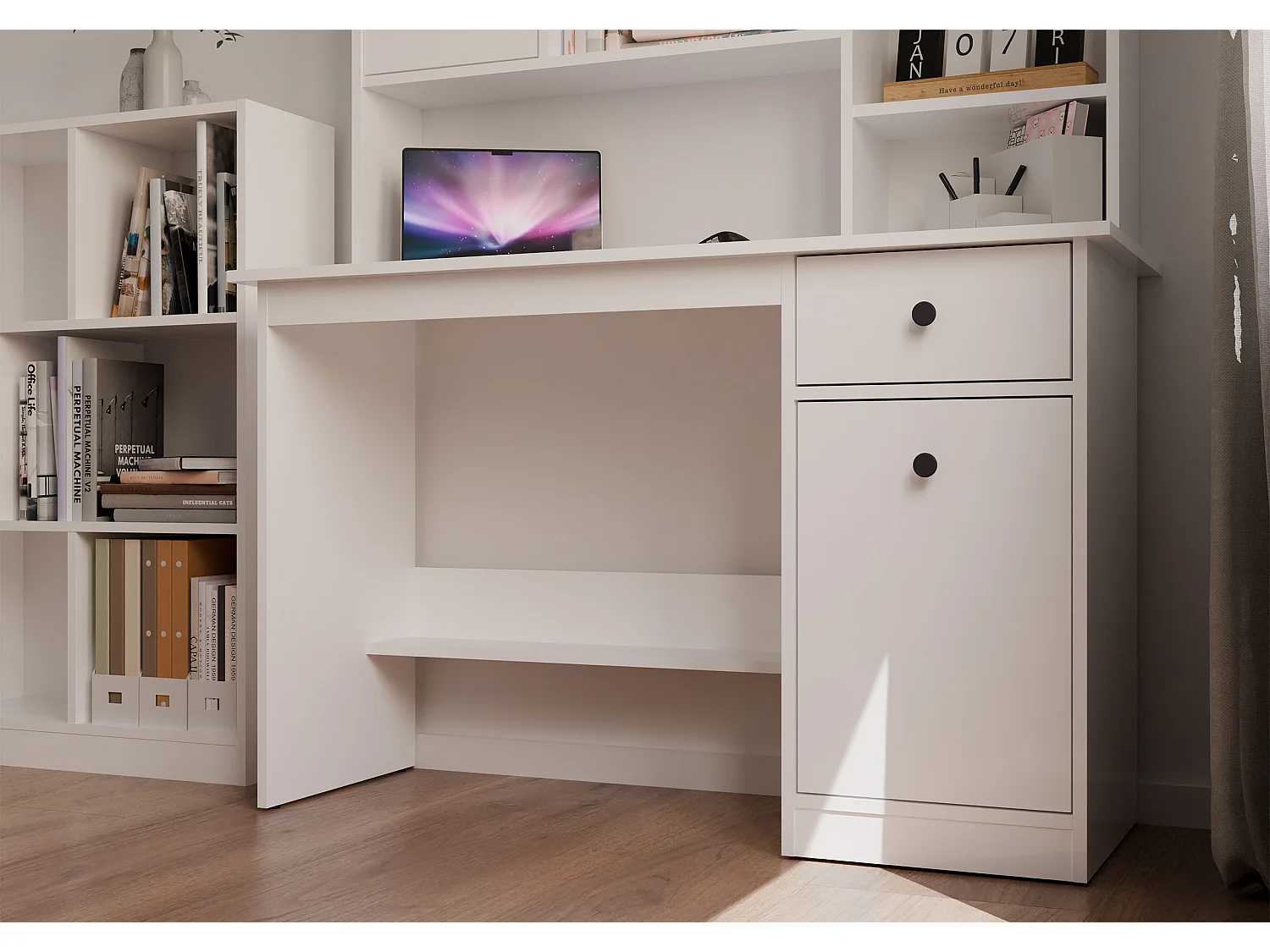 Scrivania moderna 120x75x45 cm con anta bianco SCT21
