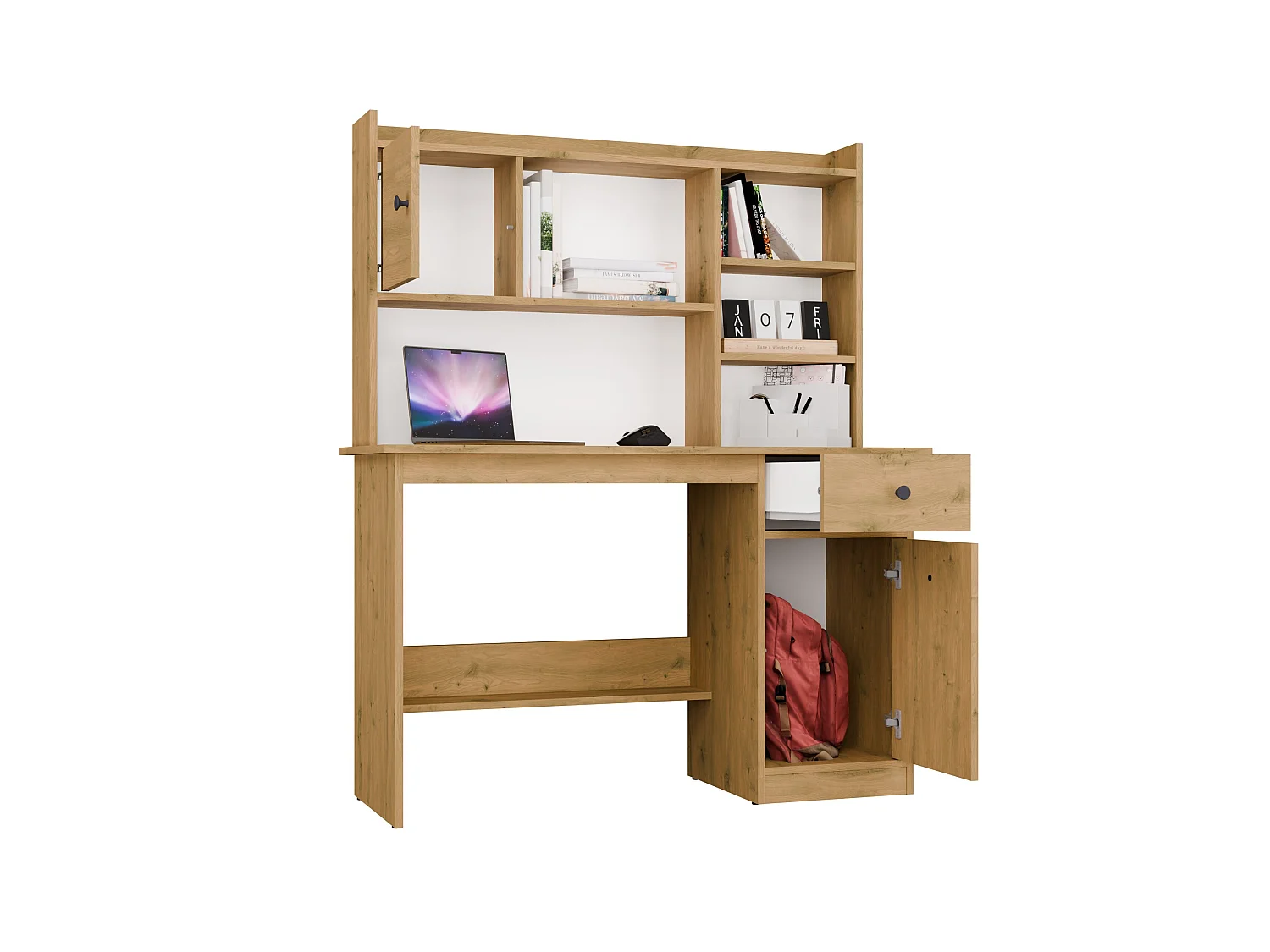 Scrivania moderna 120 cm con libreria rovere SCT22