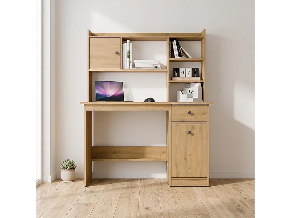 Scrivania moderna 120 cm con libreria rovere SCT22