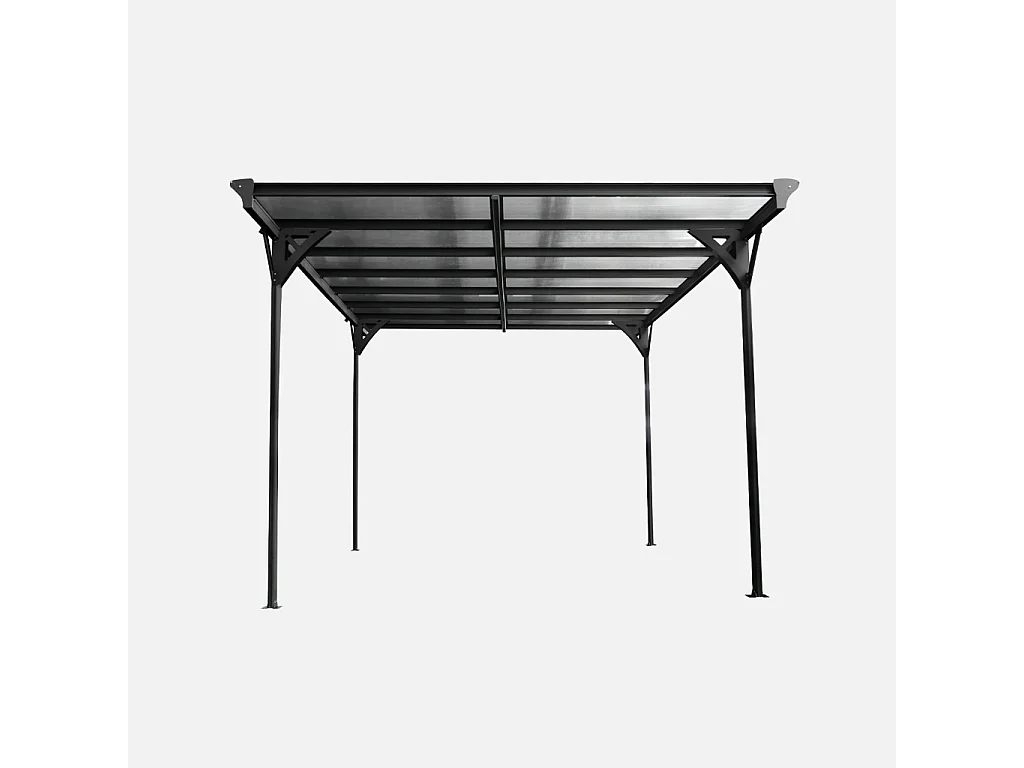 Cochera con techo de aluminio y policarbonato, 15m² antracita