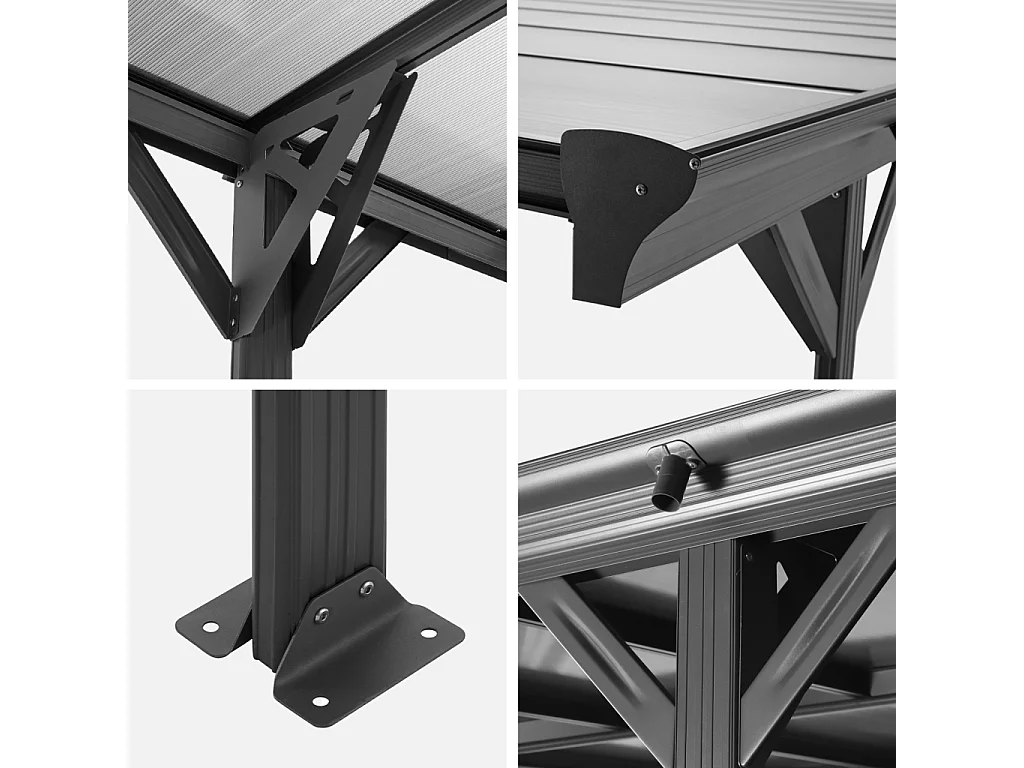 Cochera con techo de aluminio y policarbonato, 15m² antracita
