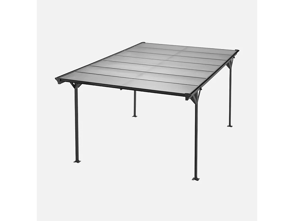 Cochera con techo de aluminio y policarbonato, 15m² antracita