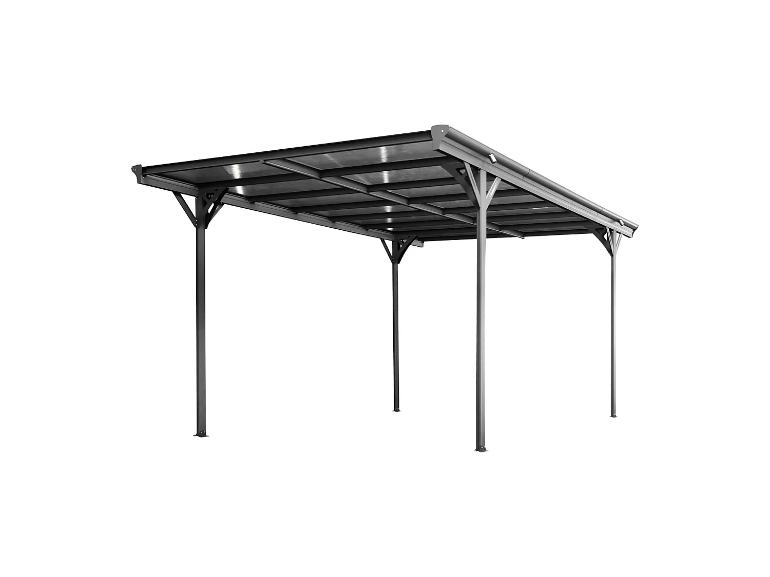 Cochera con techo de aluminio y policarbonato, 15m² antracita