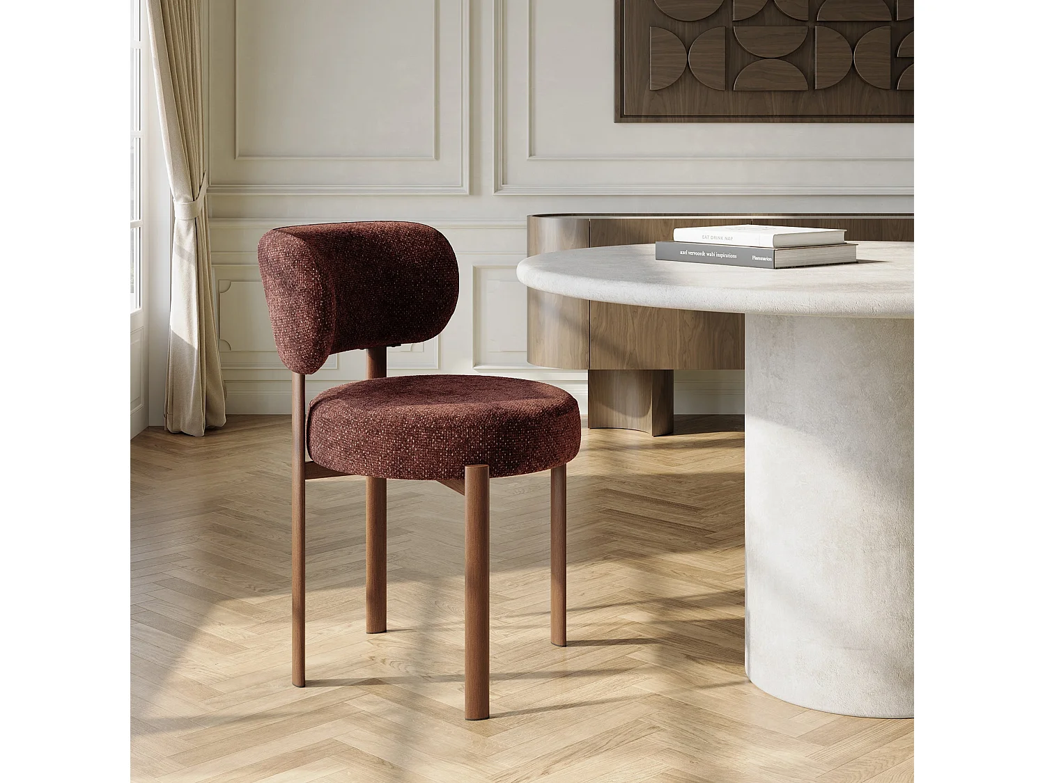 Lot de 2 chaises LAUREN en velours texturé bordeaux
