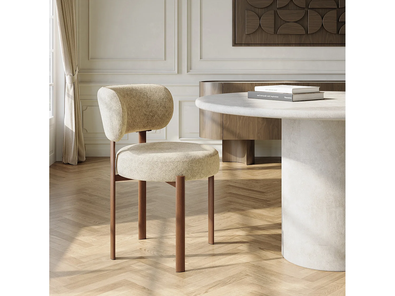 Lot de 2 chaises LAUREN en velours texturé beige
