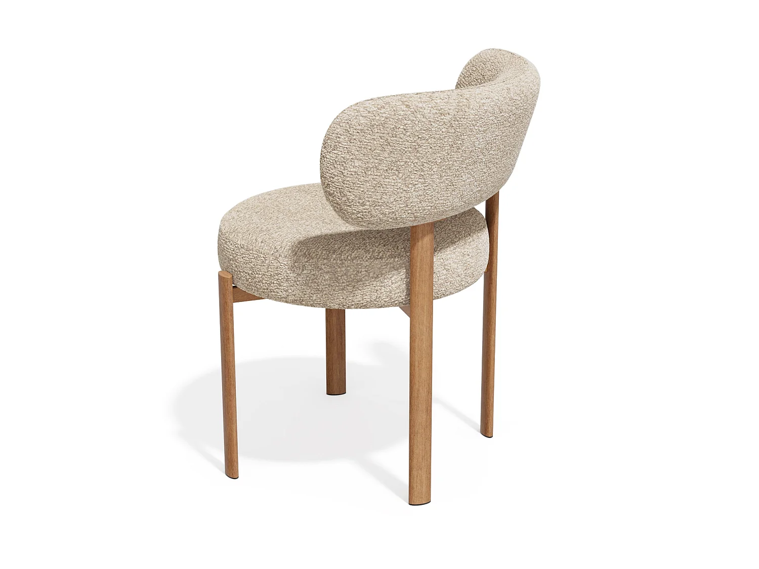 Lot de 2 chaises LAUREN en tissu bouclette beige