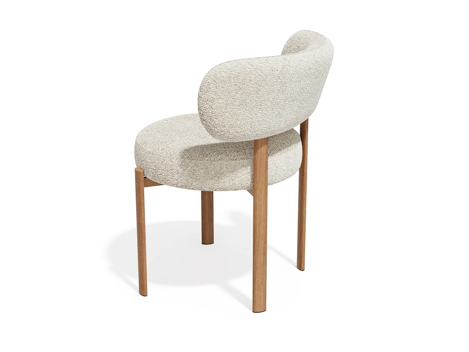 Lot de 2 chaises LAUREN en tissu bouclette crème